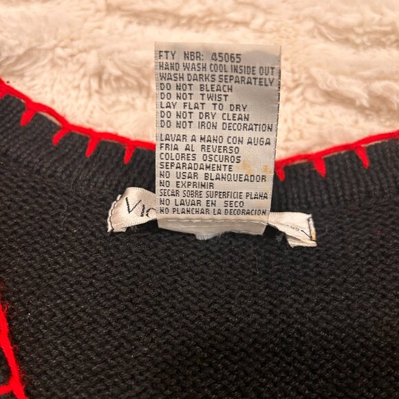 Christmas Knit Sweater Vest Embroidered Snowmen Victoria Jones Size L Vintage - Picture 5 of 7